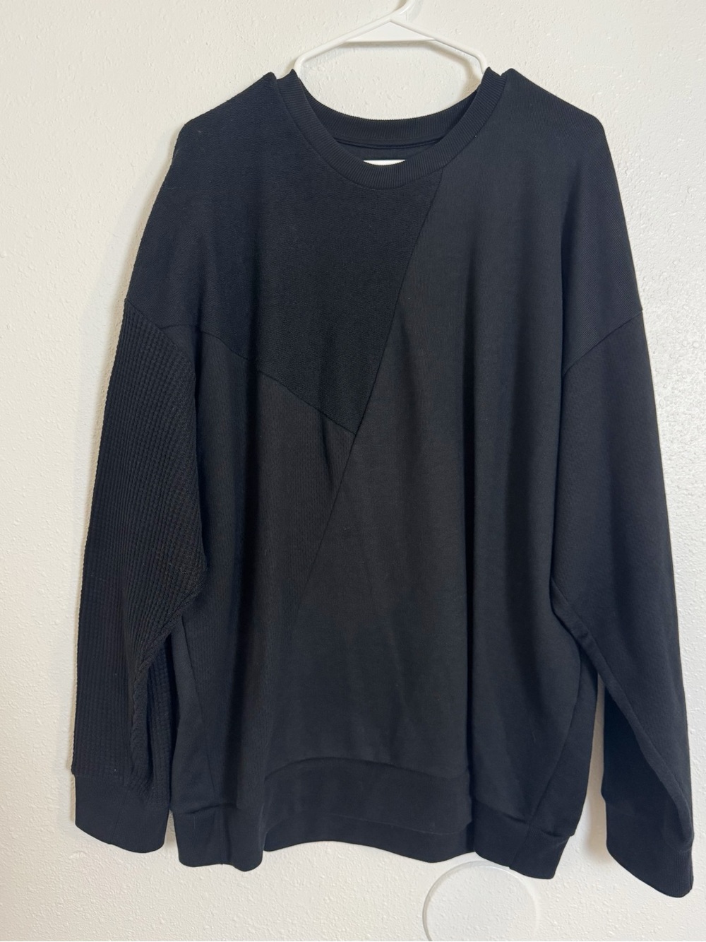 Zara patchwork black crewneck pullover sweatshirt